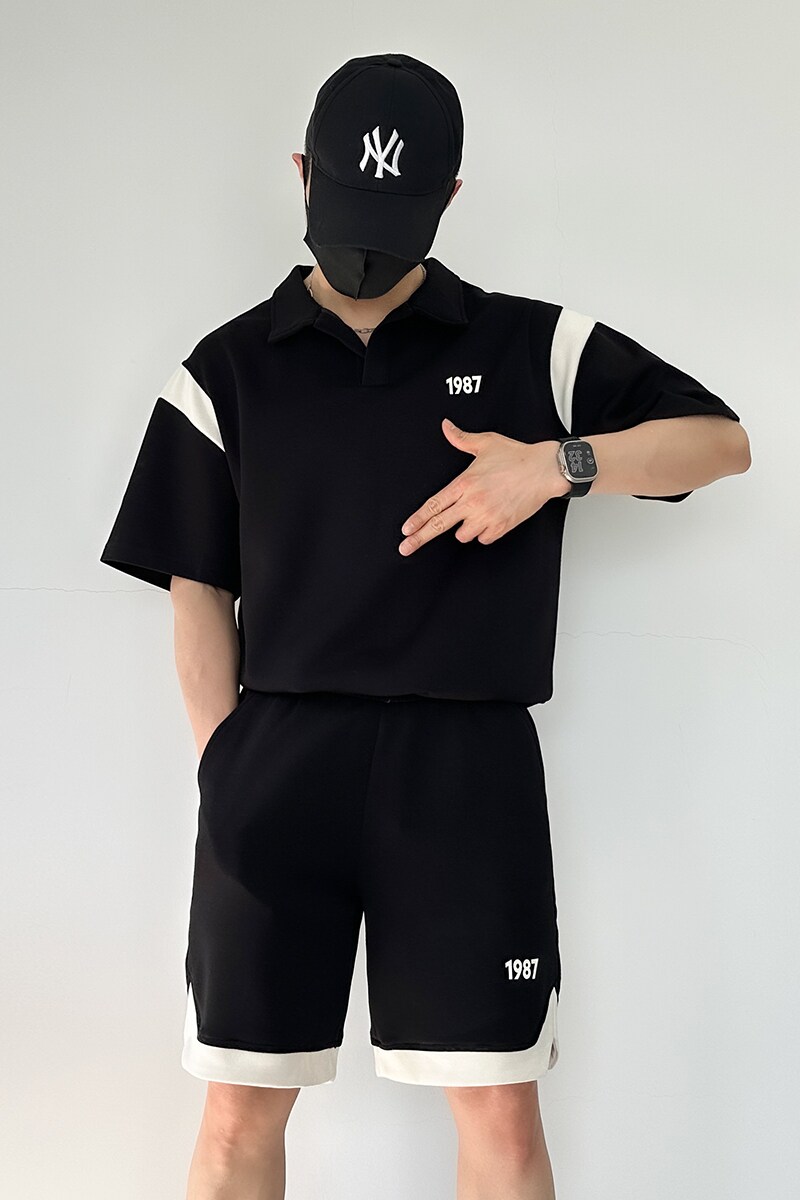 778-P88夏新款POLO衫运动套装宽松翻领短袖T休闲短裤两件套XZ1305,男装Polo衫,星座1305