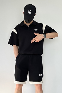 778-P88夏新款POLO衫运动套装宽松翻领短袖T休闲短裤两件套XZ1305图片