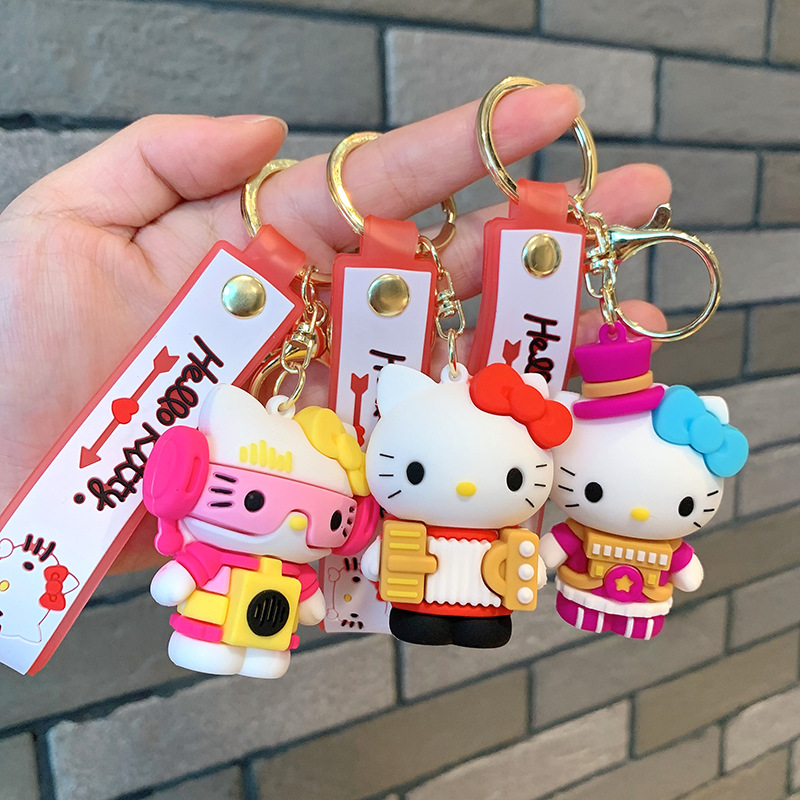 变装KT猫钥匙扣凯蒂猫硅胶公仔挂件汽车包包挂饰小礼品钥匙链
