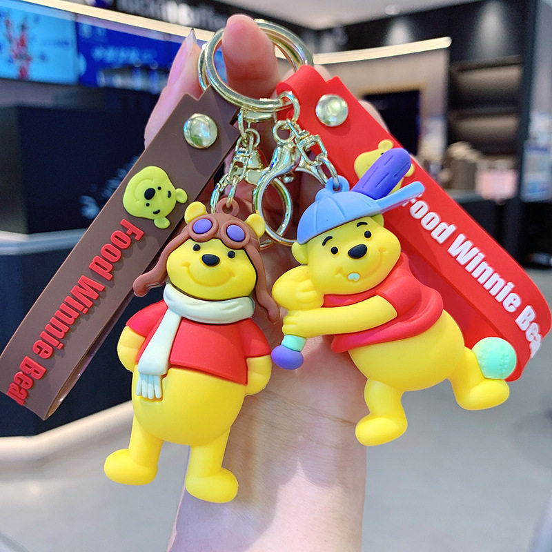 小熊维尼钥匙扣可爱维尼熊硅胶公仔汽车钥匙链包包挂饰挂件小礼品