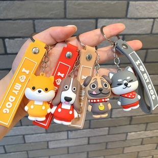 萌宠狗狗钥匙扣柴犬哈士奇小狗公仔挂件汽车包包挂饰小礼品钥匙链