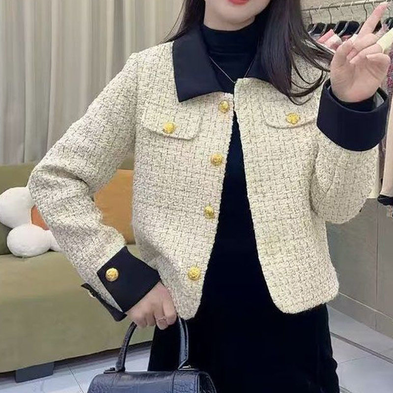 法式气质名媛米色小香风短外套女2026秋冬气质修身小个子加厚上衣