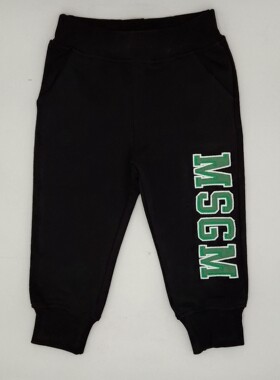现货 意大利MSGM童装 男女小童经典LOGO贴布黑色运动裤长裤