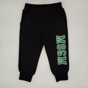 现货 意大利MSGM童装 男女小童经典LOGO贴布黑色运动裤长裤