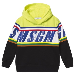 正品现货意大利MSGM 男女童时尚拼色字母含绒连帽卫衣 童星同款