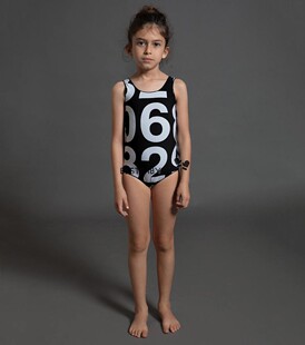 正品不退换 以色列NUNUNU女童女宝时尚数字背心连体泳衣 现货偏小