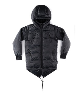 正品 NUNUNU秋冬 儿童经典黑中长款厚实保暖连帽羽绒服 零下10度