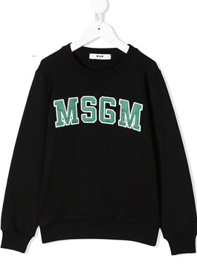 现货意大利MSGM童装 字母刺绣贴布LOGO纯棉套头卫衣 意大利产两色
