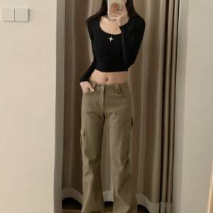 原创女装工装弹力喇叭裤女2025春夏新款复古显瘦显腿贼拉长