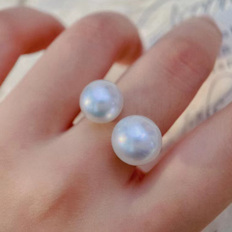 18K金双珠珍珠戒指配件