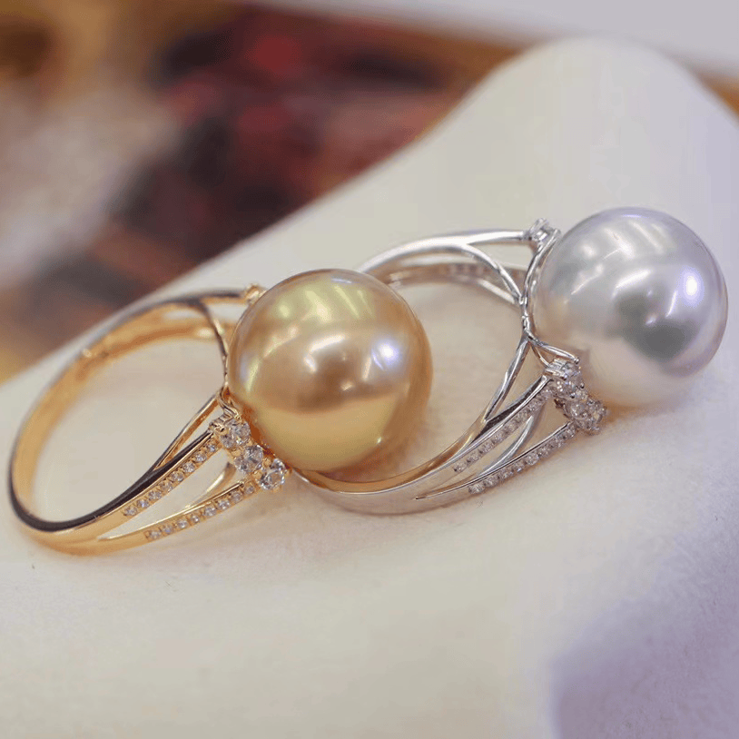 简约大气款18k金锆石圆形裸珠