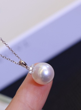 PT900铂金9-10mmDIY珍珠吊坠配件空托锆石镶嵌睫毛款百搭简约大气