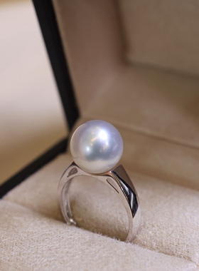 PT900铂金配件10-11mm海水珍珠DIY戒指空托光版设计简约大气百搭