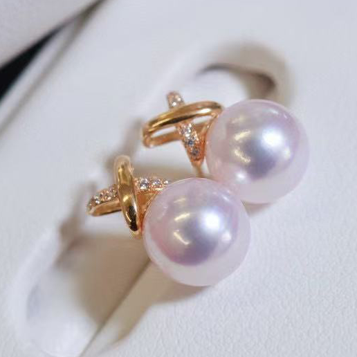 18k金锆石8-9mm海水珍珠耳钉配件交叉设计立体时尚耳环耳饰空托,珠宝/钻石/翡翠,耳饰,淘宝优惠券,粉丝福利购,淘宝优惠卷