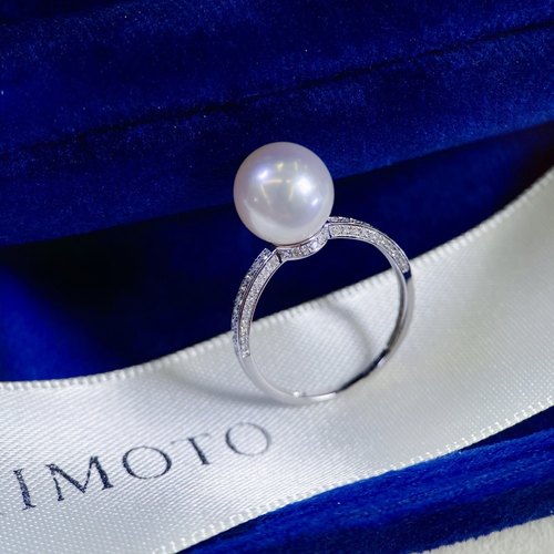 PT900铂金天然珍珠DIY戒指配件空托锆石镶嵌简约大方通勤百搭日常