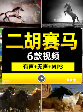 .2026马年二胡赛马独奏演奏万马奔腾舞台演出晚会led背景视频素材