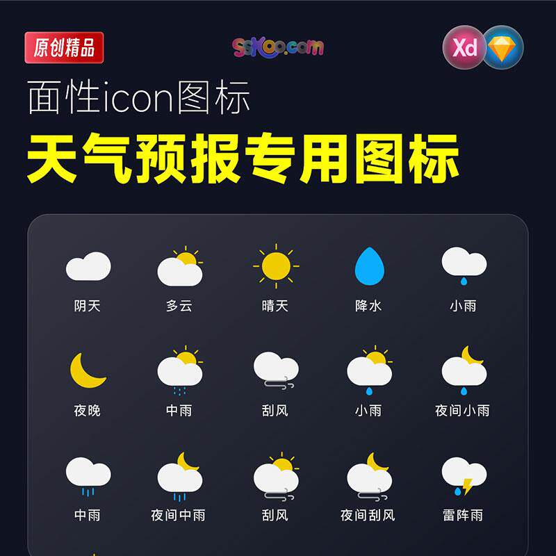 面形面性天气预报专用app小程序应用分类icon图标ui设计矢量素材