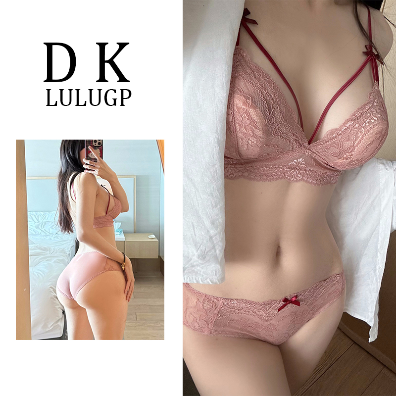 DK LULUGP性感内衣女三角杯新款小胸聚拢纯欲蕾丝无钢圈文胸套装