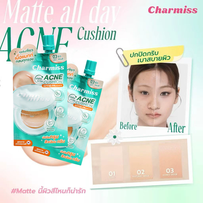 泰国charmiss痘肌气垫粉底液遮瑕持久不脱妆含水杨酸防止长痘小样