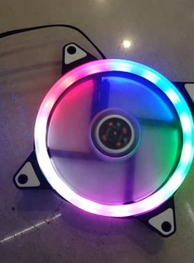 12cm单双光圈LED彩蓝白灯12025机箱电源RGB散热风扇双接口12V静音
