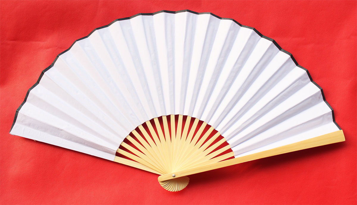 新品批发 特白头青竹骨白纸扇 书画练习扇折 白玉骨白纸书画扇子