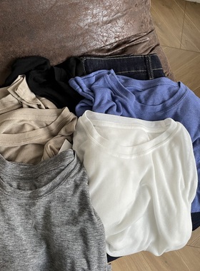 life better/慵懒纸片人防晒薄款长袖T恤 显瘦圆领百搭打底衫上衣