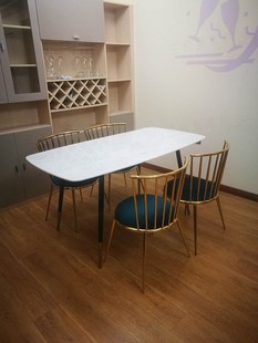 不锈钢双色餐台北欧设计师饭桌55 轻奢新款 大理石圆角餐桌简约时尚