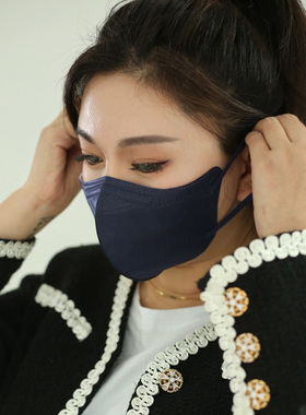 深蓝色张娜拉明星同款显瘦韩国KF94口罩4层3D立体防护独立女士L码