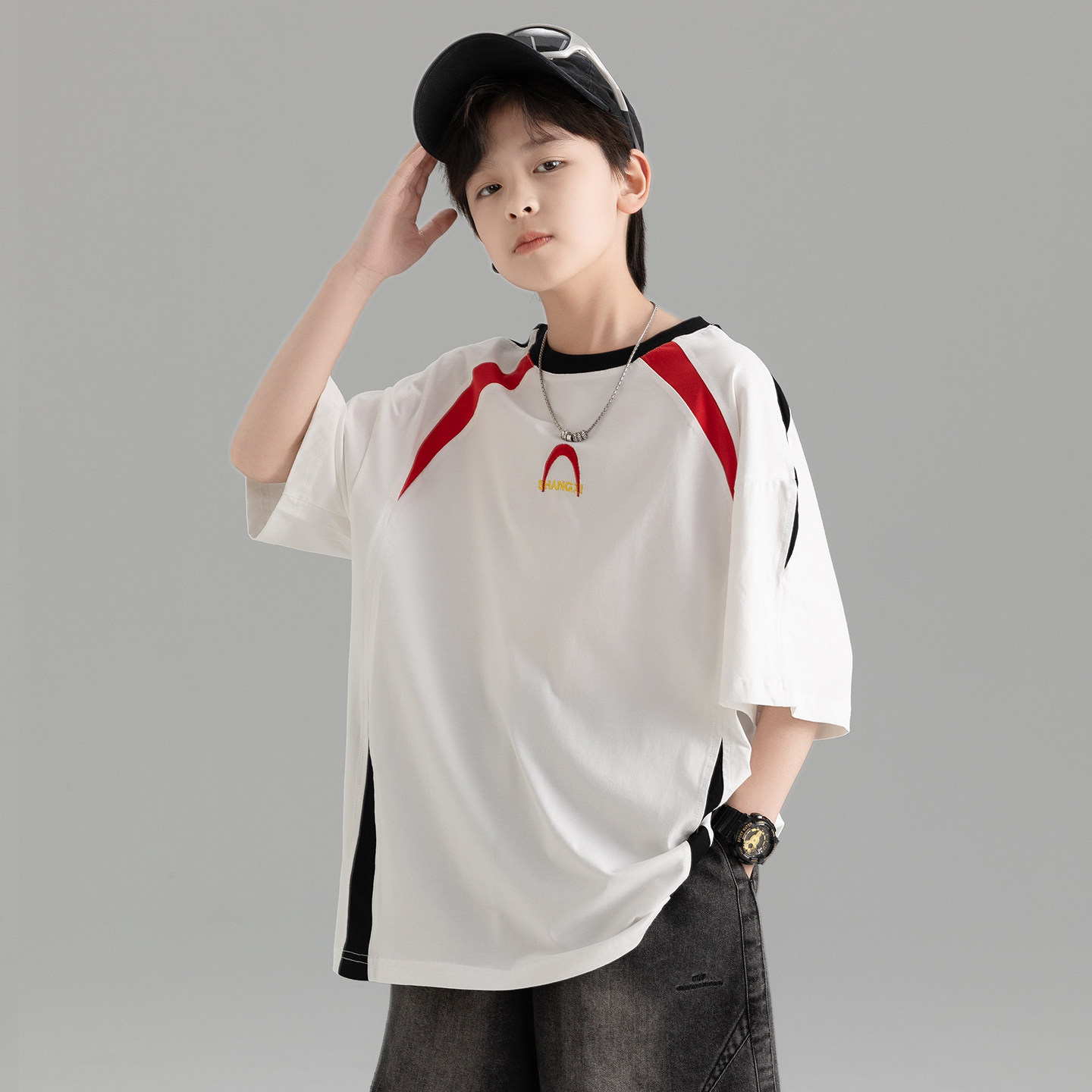 男童青少年夏季宽松短袖T恤新款