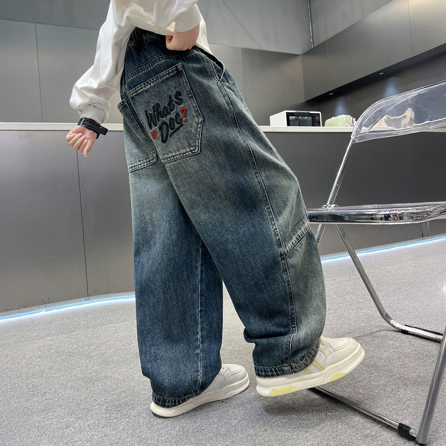 男童春秋直筒牛仔裤2026新款