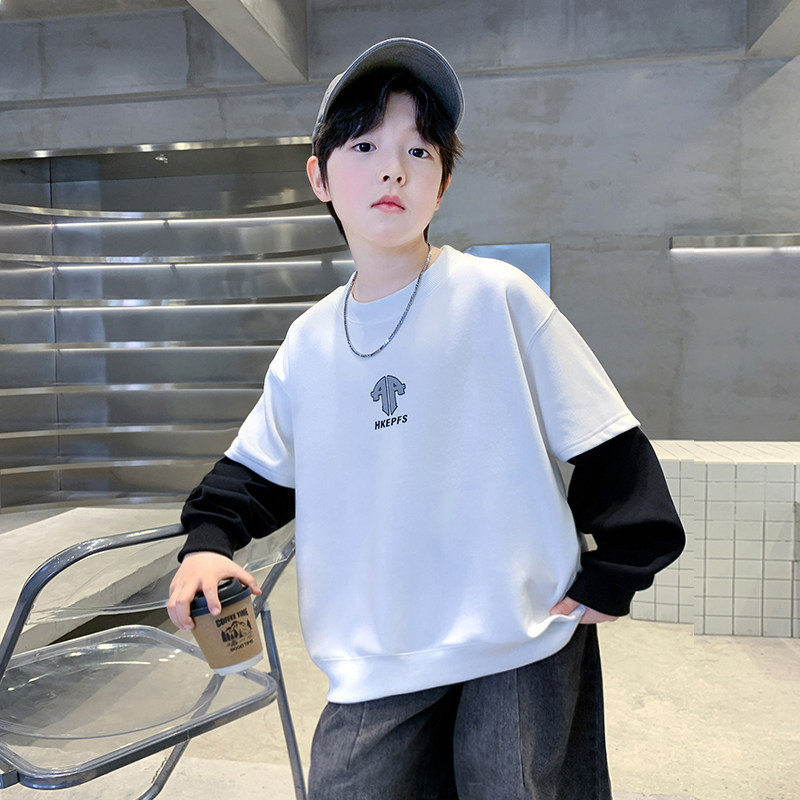 男童春秋假两件圆领卫衣男