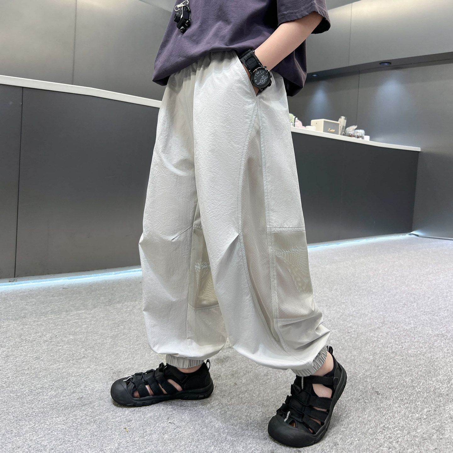 男童夏季速干防蚊薄款长裤2026新款中大童儿童夏装运动休闲束脚裤