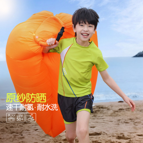男童分体短袖短裤防晒速干泳衣