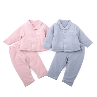 蒙蒙摩米冬季儿童夹棉家居服加厚男童女童宝宝棉保暖衣三层123岁