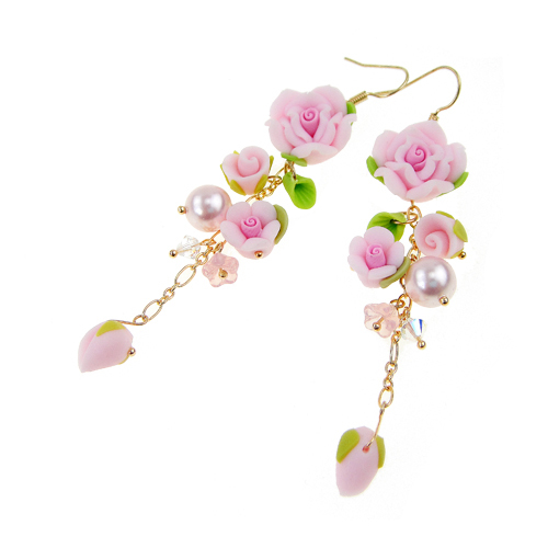 茵娜韩国设计感耳环气质花朵水晶珍珠超仙长款耳坠女小众耳饰耳夹