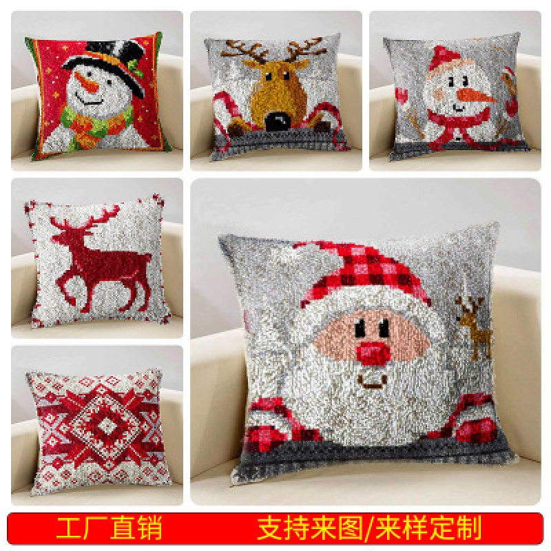 diy手工圣诞抱枕厂家直销立体绣