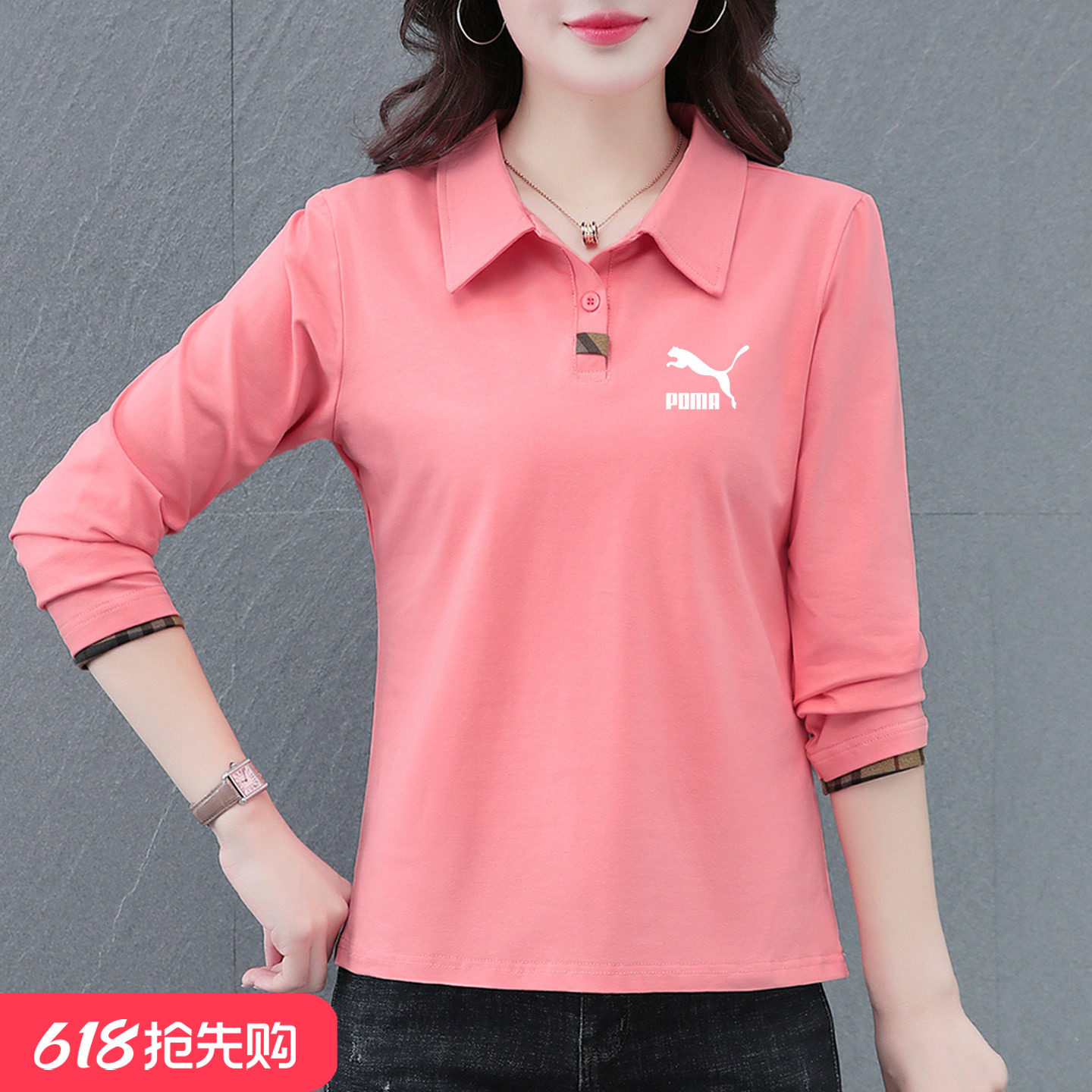 奥莱专柜休闲纯棉t恤女春夏季新款POLO衫减龄洋气休闲翻领上衣T