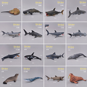 儿童早教认知仿真海洋动物模型玩具鲨鱼鲸鱼海豚企鹅海龟螃蟹摆件