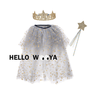 2022sNEW女童圣诞节公主星星披风幼儿园演出服饰道具走秀表演装扮