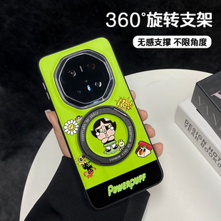 飞天小女警毛毛360度旋转支架适用于华为mate70RS保时捷手机壳MATE60非凡大师MATE80防摔全包MATE80PRO保护套