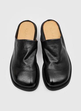 平替同款RZAAZ包头拖鞋勃肯鞋方头半拖厚底休闲皮鞋老钱风穆勒鞋