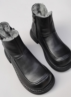 里外真皮纯羊毛冬季雪地厚底女靴
