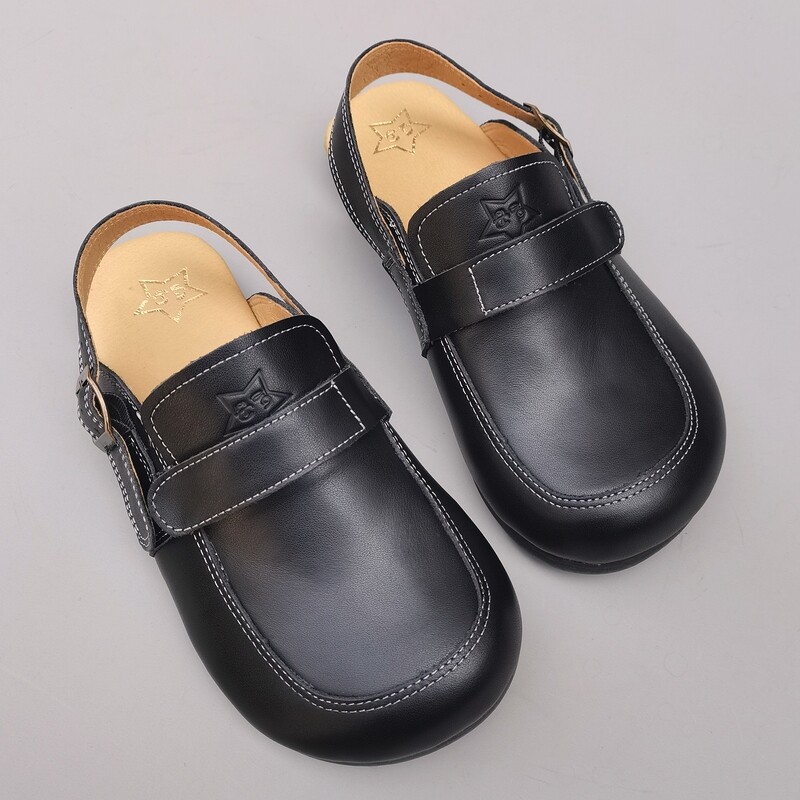 真皮大包头女凉单鞋外贸纯皮宽胖脚纯头层牛皮透气软底休闲凉鞋夏