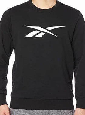 锐步Reebok男子针织棉涤线圈春秋季透气大logo圆领套头衫 GR8472