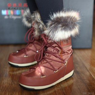 MOON 饰毛夹棉保暖雪地靴24008800 BOOT罗马尼亚原产女高筒人造装
