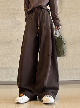 2025秋冬新款阔腿裤女高腰显瘦宽松弯刀休闲直筒运动长裤