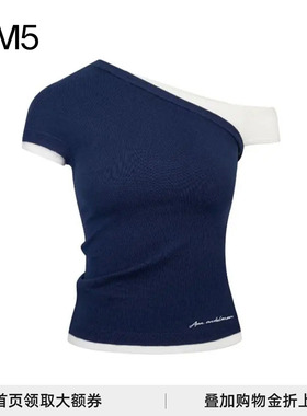 J1M5买手店 ANN ANDELMAN 26早春 毛织假两件斜肩短袖 设计师品牌