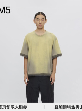 J1M5买手店 CORNER STONE 24春夏新品 毛边拼接水洗T恤 设计师