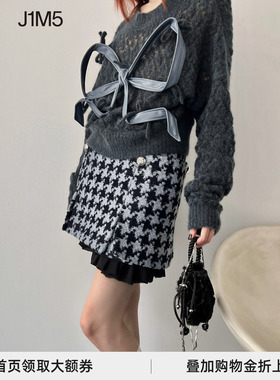 J1M5买手店 LOUIS SHENGTAO CHEN 23AW新品千鸟格丝边迷你半裙