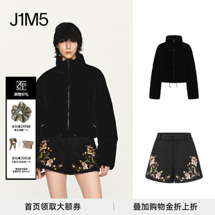 INTO THE EAST 丝绒立领羽绒服 授权 25秋冬 花柄刺绣短裤 正品